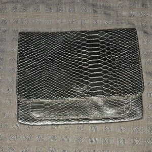 Chic Black and Silver Snakeskin Clutch